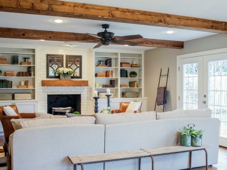 Wood Beams On Living Room Ceiling