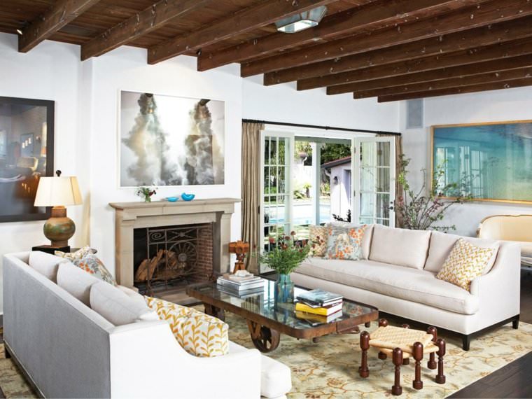 living room wood beam ceiling