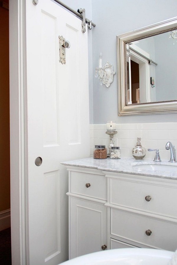 sliding door in bathroom