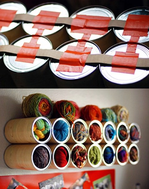 Use Coffee Canisters to Store Yarn