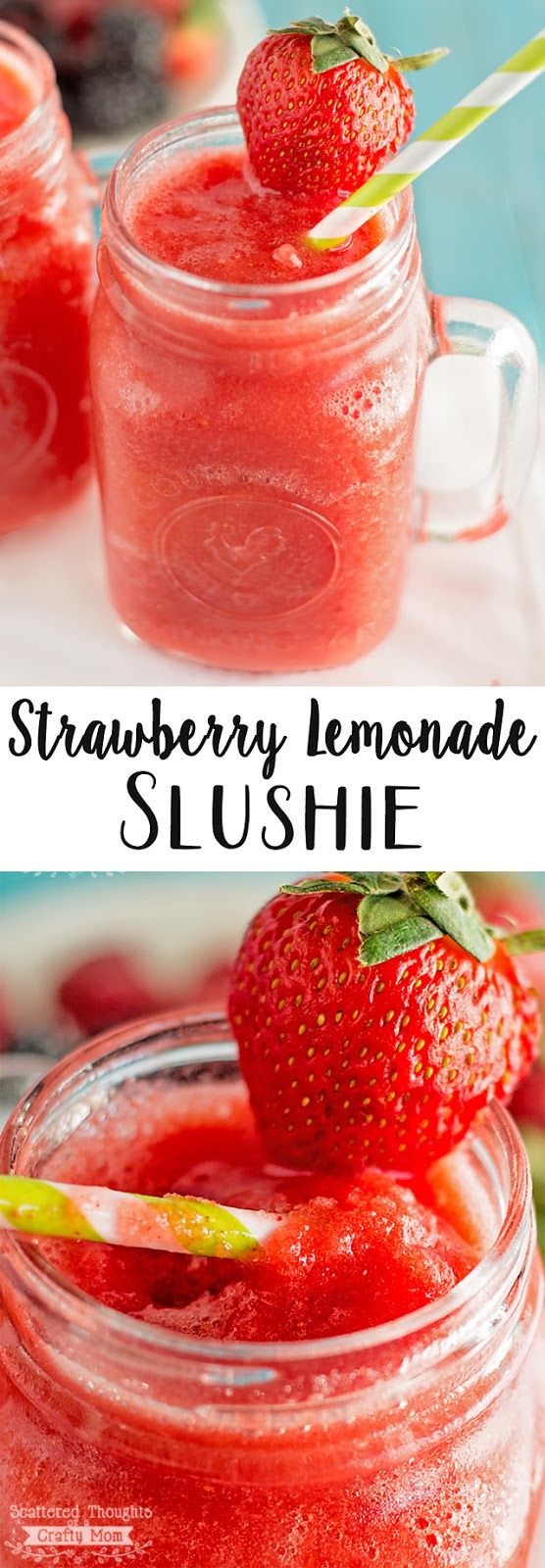 Strawberries, who don't love them. If you have some strawberries in your home and you need to use them up quickly and searching for what to do, make a strawberry lemonade slushie.