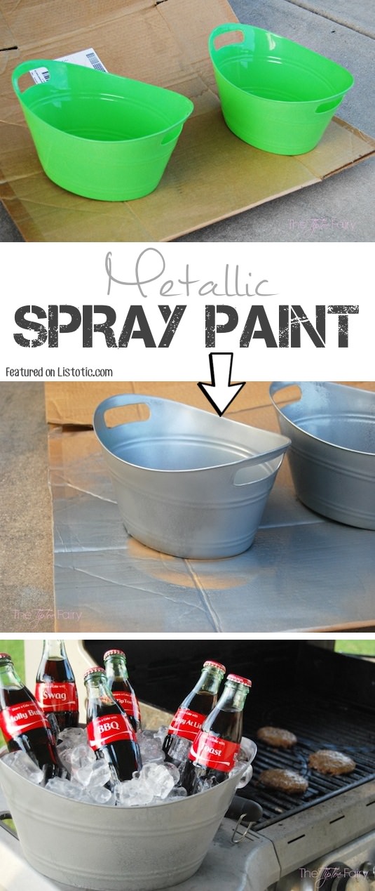 1.-Take-plastic-bins-from-the-Dollar-Store-and-upgrade-them-using-metallic-spray-paint-to-give-them-a-tin-finish-29-Cool-Spray-Paint-Ideas-That-Will-Save-You-A-Ton-Of-Money