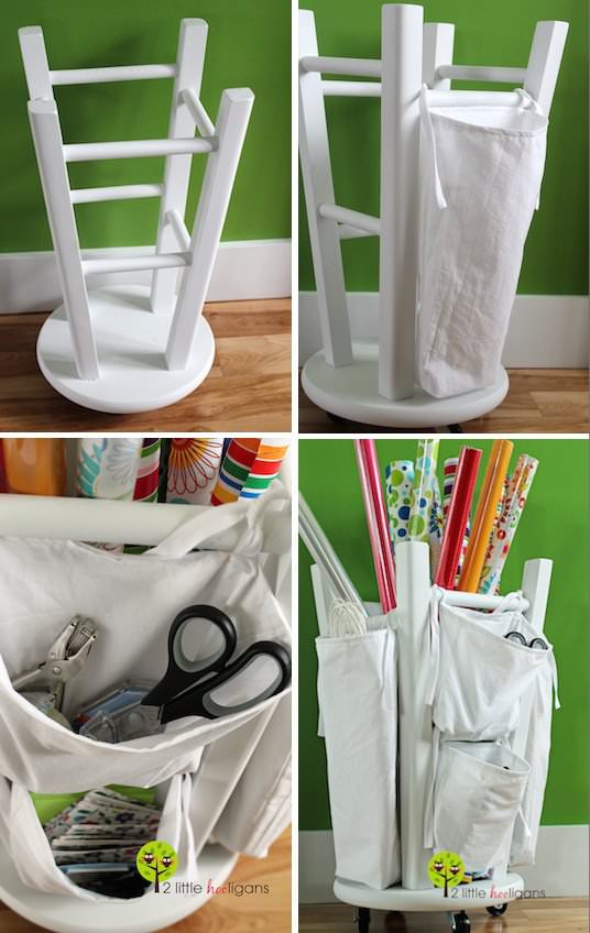 Re-purpose a stool for storage