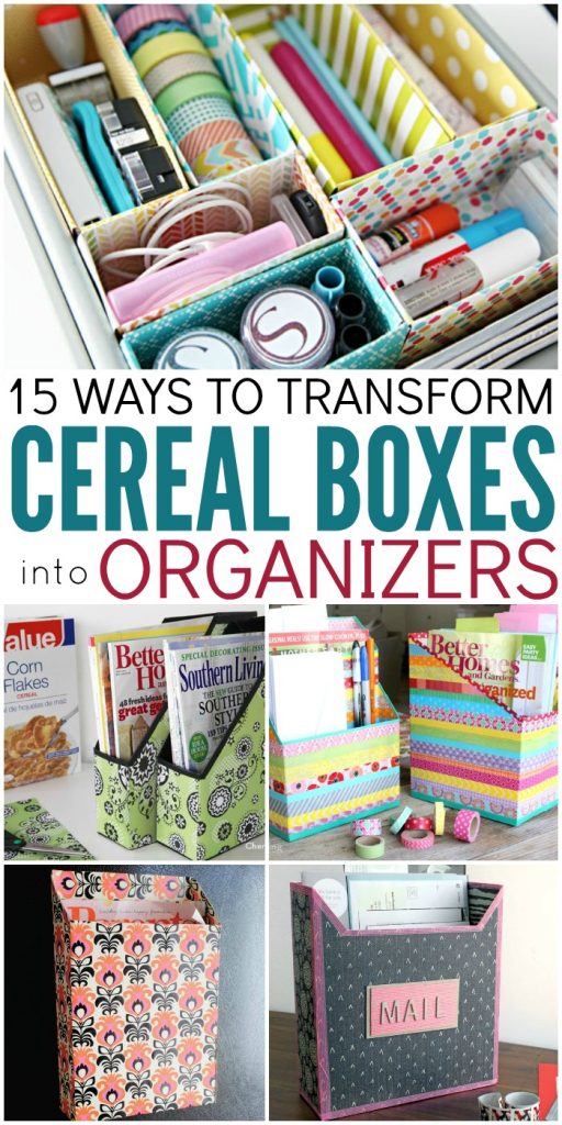 Don't want to spend money on containers to organize things? Turn those cereal boxes you throw away into organizers! Check out!