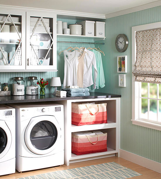 Organize your laundry room and get more storage and style out of your washer-dryer space with inventive, design-smart laundry room cabinetry ideas given here.