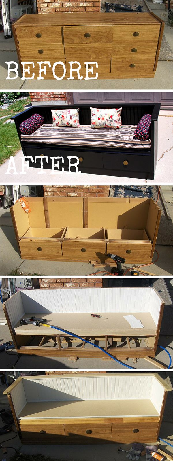 10 amazing furniture transformations with tutorials! These DIY furniture transformations if done correctly can change the look of your previous old furniture!